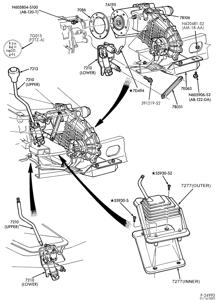Схема Раздаточная коробка (4WD)-Gearshift mechanism & supports - with ZF transmission-U150