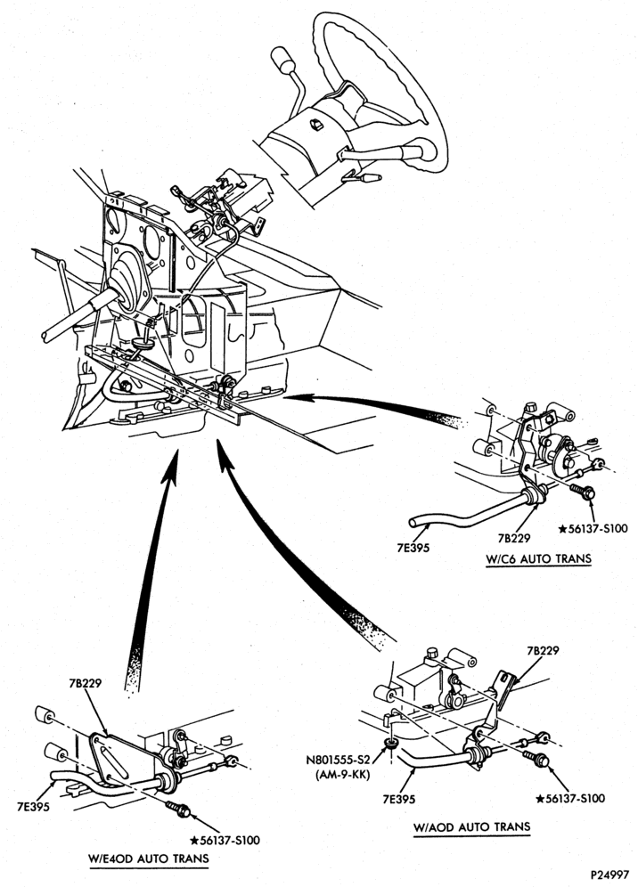 Схема C6 TYPE-EXTERNAL PARTS - Gearshift controls - steering column-U150