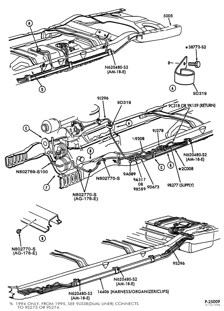 Схема 8 CYL. 7.3L - DIESEL-Fuel injection pump - E250/450 - lines - Page A