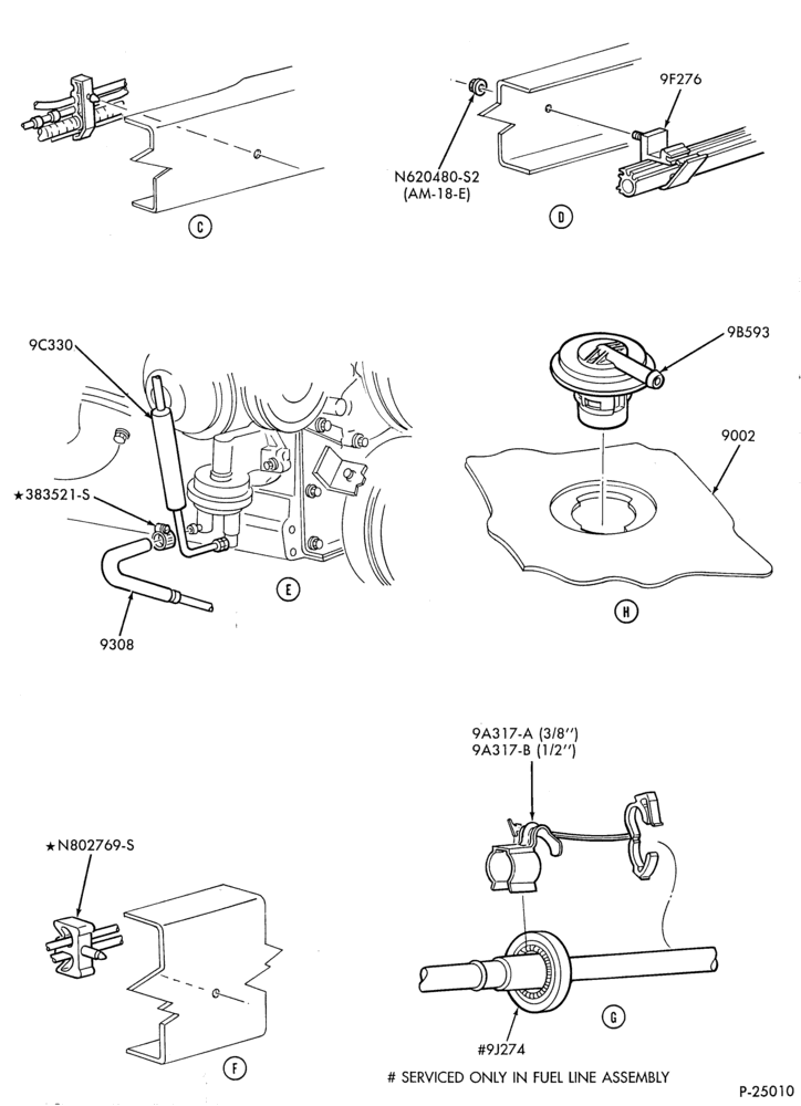 Схема 8 CYL. 7.3L - DIESEL-Fuel injection pump - E250/450 - lines - Page B