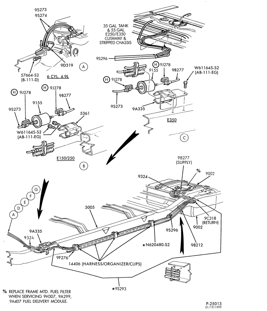 Схема 8 CYL. 7.5L - GAS-Fuel lines & related parts - aft axle - Page A