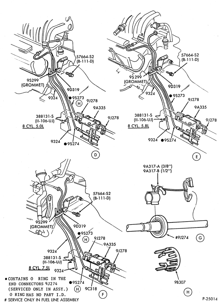Схема 8 CYL. 7.5L - GAS-Fuel lines & related parts - aft axle - Page B