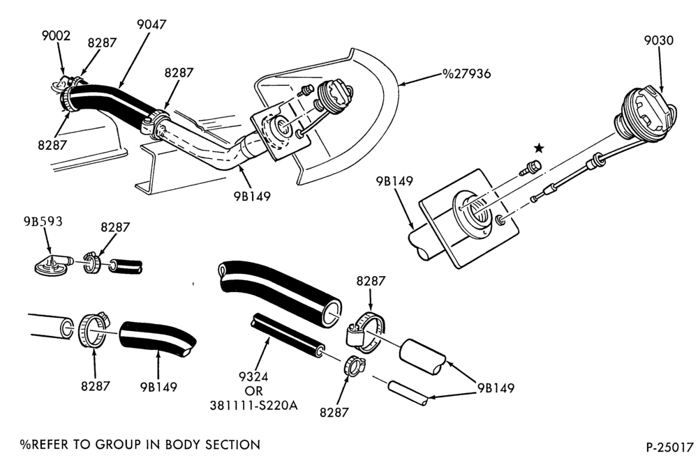 Схема 8 CYL. 7.5L - GAS-Fuel filler pipe installation - aft axle tank