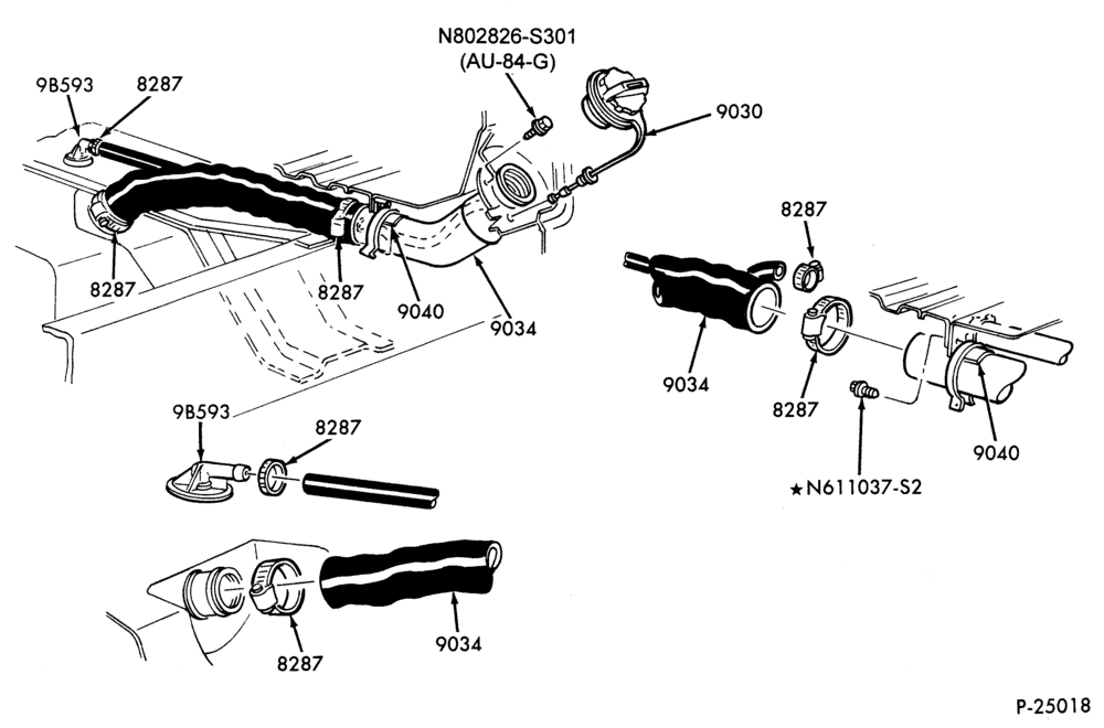 Схема 8 CYL. 7.5L - GAS-Fuel filler pipe installation - midship tank