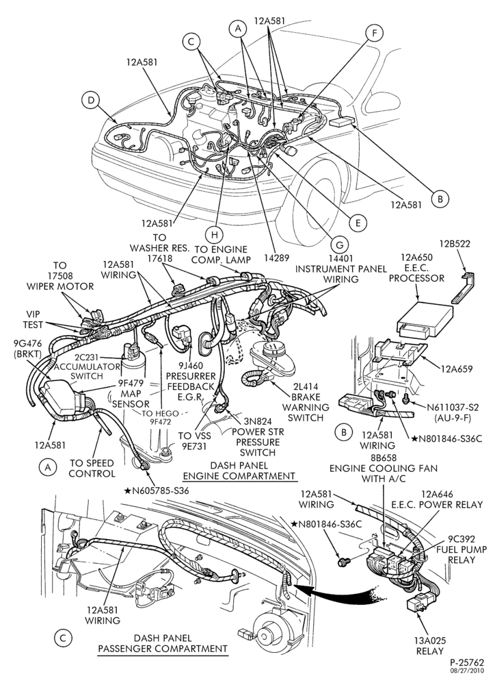 Схема 4 CYL. 2.3L (140 C.I.D.) HSC-Electronic engine control (E.E.C.)-Page A