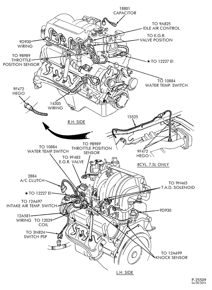 Схема ELECTRICAL SYSTEMS-Wiring system - engine - L.H. & R.H. - 8 cyl. 5.8L-U150