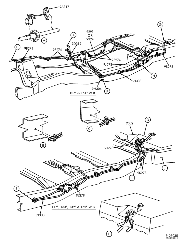 Схема 8 CYL. 7.5L - GAS-Fuel lines & related parts - single tank - Page A