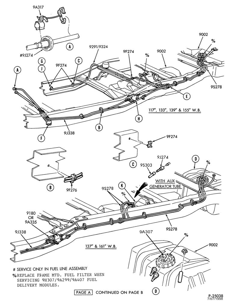 Схема 8 CYL. 7.5L - GAS-Fuel lines & related parts - dual tank - Page A