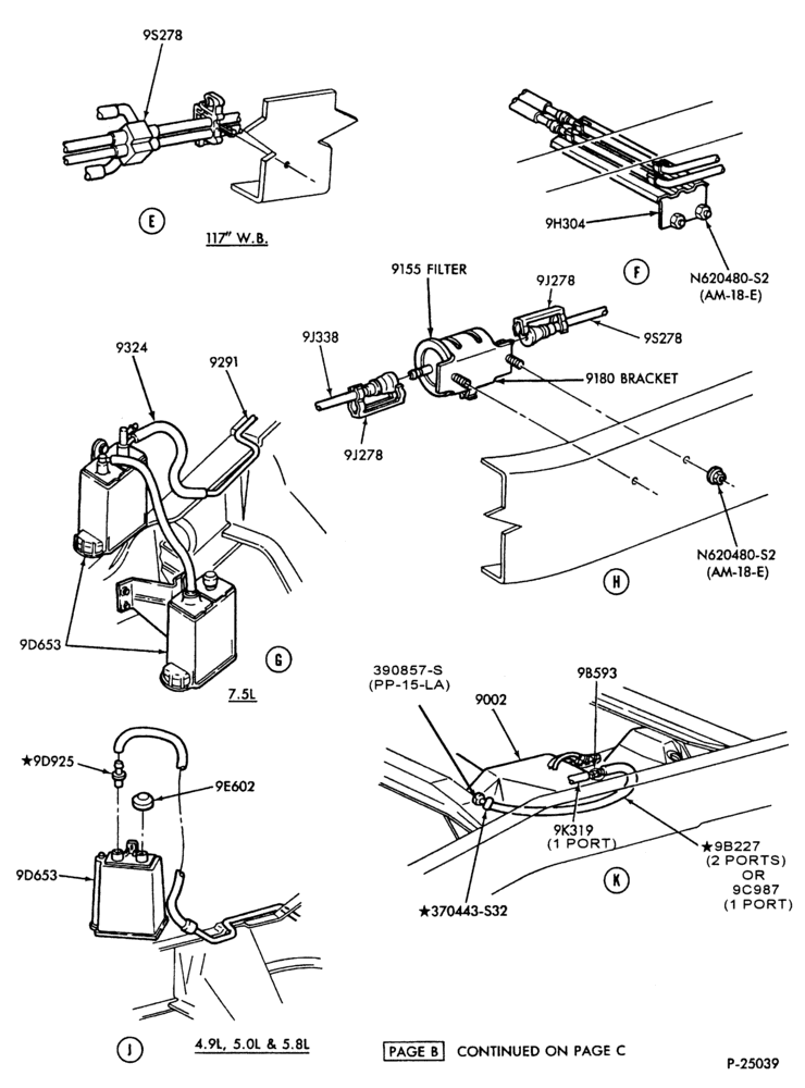 Схема 8 CYL. 5.0L - GAS-Fuel lines & related parts - dual tank - Page B