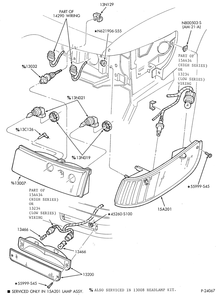 Схема LAMPS-Headlamps, parking, cornering & fender side marker lamps - Mercury
