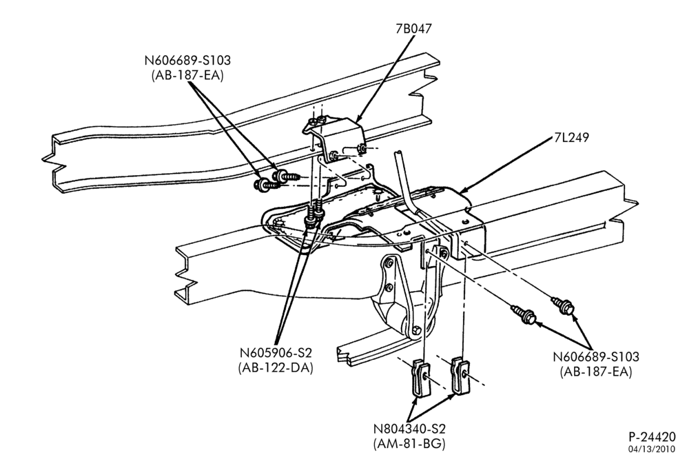 Схема EXTERNAL PARTS-Transmission noise shield - 446 (7.3L) diesel-F350,F(Super Duty)