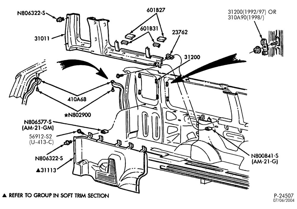 Схема SOFT, INTERIOR TRIM-Interior trim - L.H. rear quarter - rear - ext. wagon-E150/450