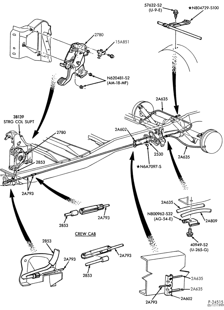 Схема BRAKES-Parking brake system - rear brake mounted-U150