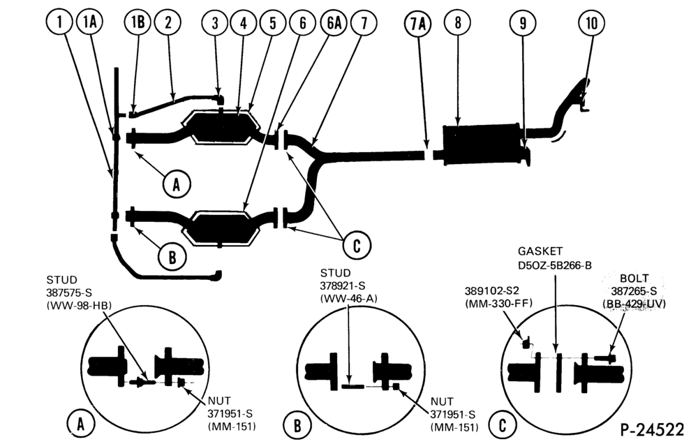 Схема (A,MA) 50 STATES SINGLE EXHAUST -- 2 T/B 2 U/B