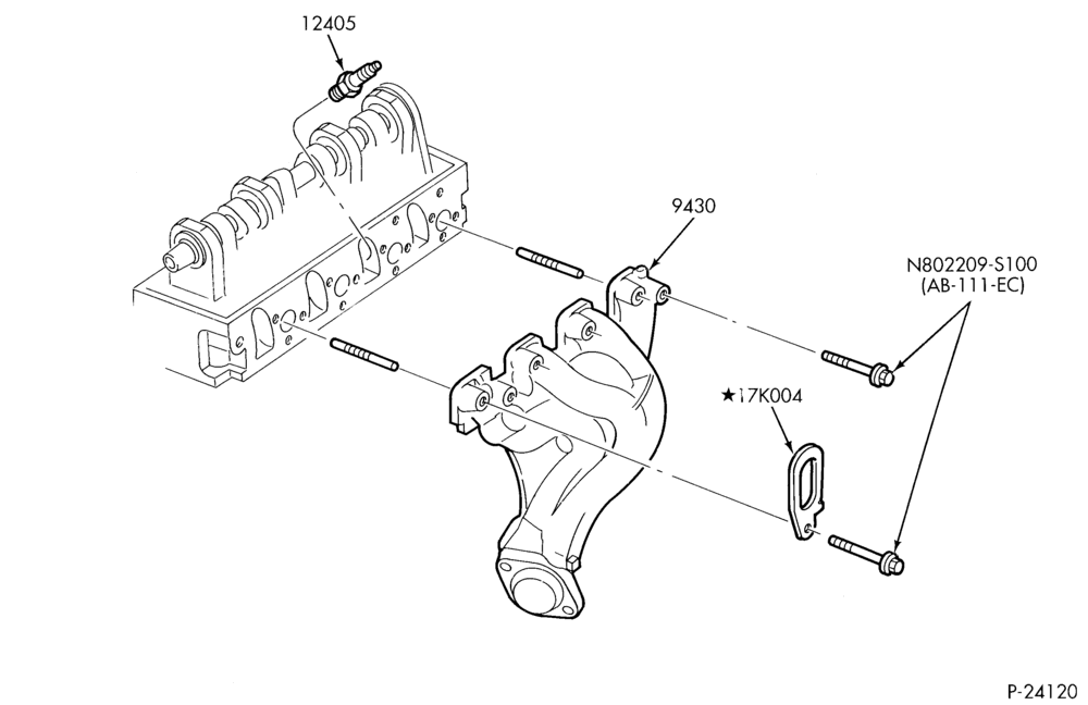 Схема 4 CYL. 2.3L (140 C.I.D.)-Manifold and related parts- exhaust