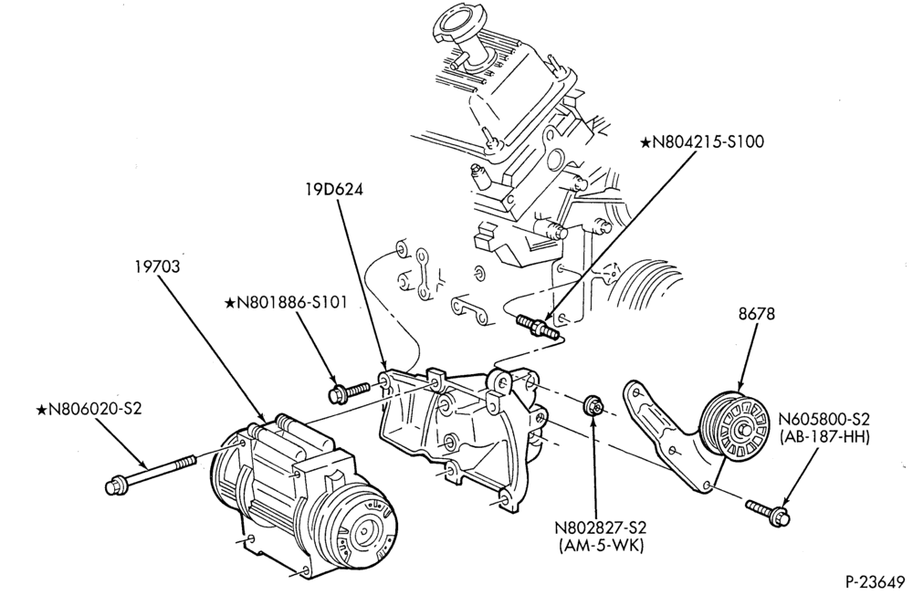 Схема AIR CONDITIONING-Compressor installation - integral - 6 cyl. 3.0L-R