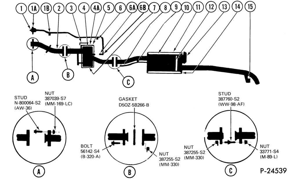 Схема (P,MP) CAST MANIFOLD - WITHOUT TURBOCHARGER - CALIFORNIA AND HIGH ALTITUDE -- 1