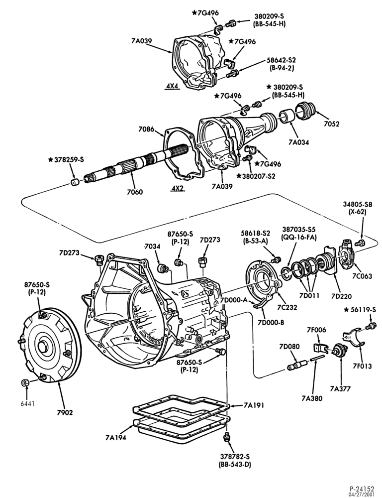 Схема C6 TYPE-INTERNAL PARTS - Case, converter, extension housing,-U150