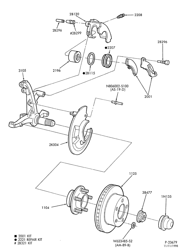 Схема BRAKES-Brake asy. - disc front - w/o anti-lock