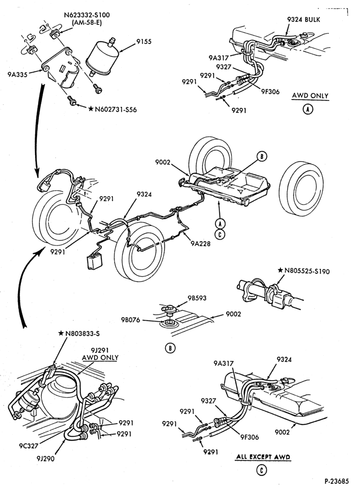 Схема 4 CYL. 2.3L - HSC-Fuel system - line installation