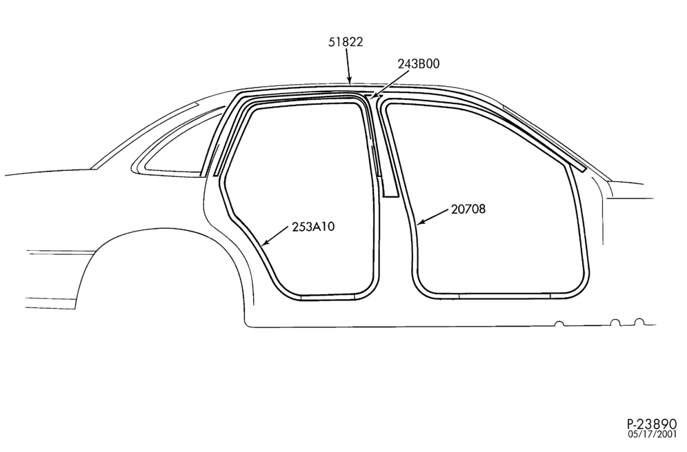 Схема BODY SIDES AND QUARTER-Weatherstrip - primary