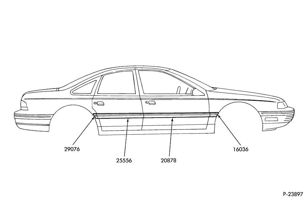 Схема FORD -- 3 1/3'' WIDE - PRESSURE SENSITIVE W/BRIGHT INSERT - BODY SIDE