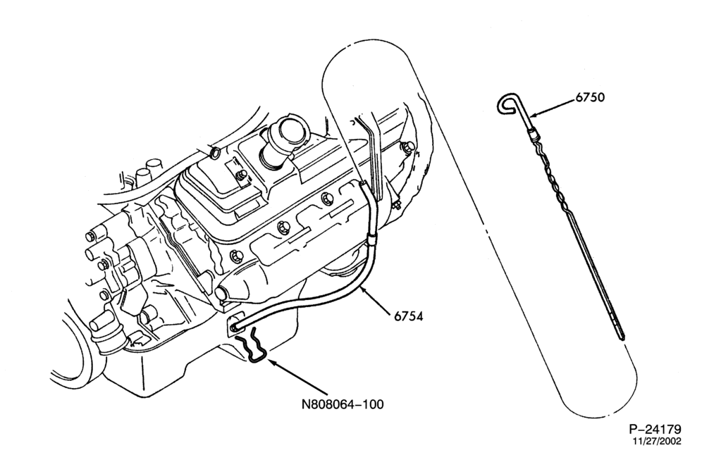 Схема 8 CYL. 7.5L-Oil level indicator-F250/350,F(Super Duty)