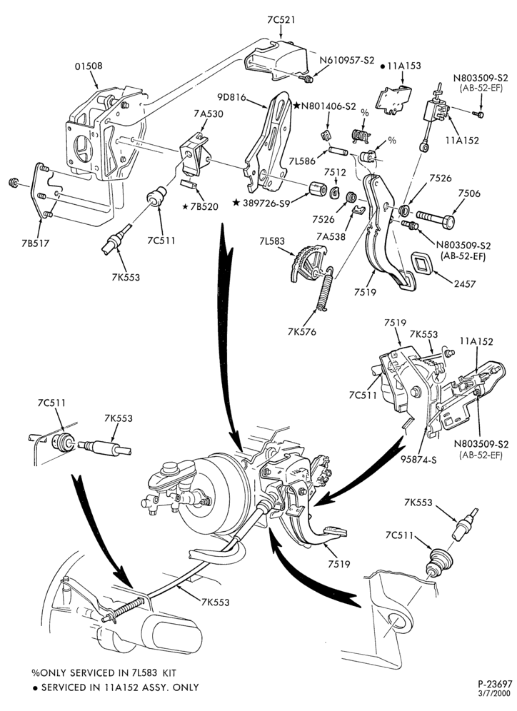 Схема EXTERNAL PARTS-Clutch pedal and related parts-All