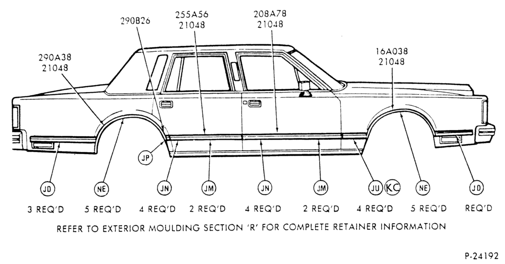 Схема W/WIDE BODY SIDE MOULDINGS -  REPLACEMENTS ALSO REFER TO P-15731