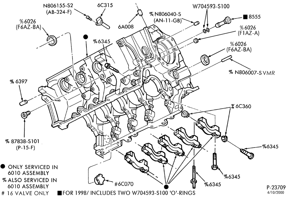 Схема 8 CYL. 4.6L - SOHC-Cylinder block plugs