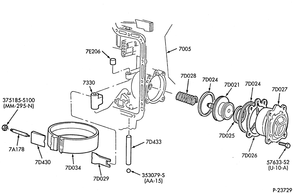 Схема C6 TYPE TRANSMISSION-Servo and band - intermediate-E-F-U100/350