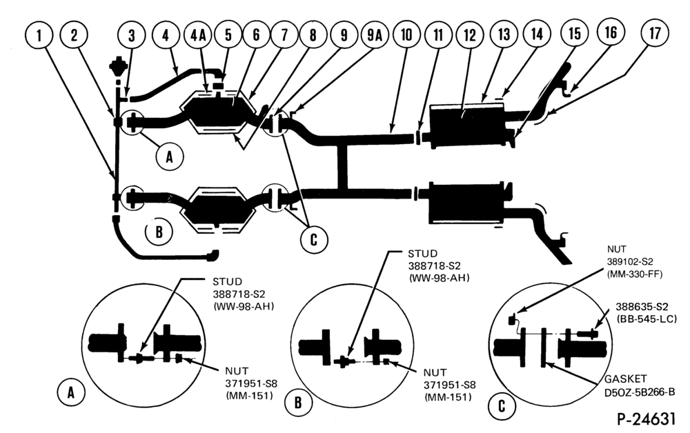 Схема (D) DUAL EXHAUST -- 2 U/B