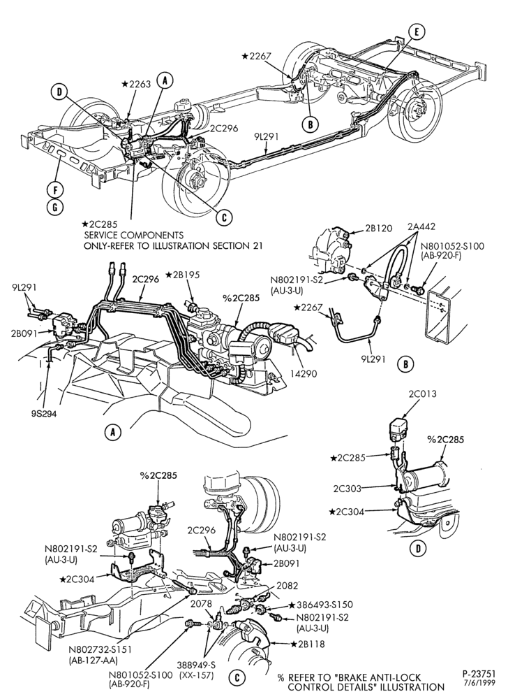 Схема BRAKES-Disc brake system - rear disc - w/anti-lock - Page A