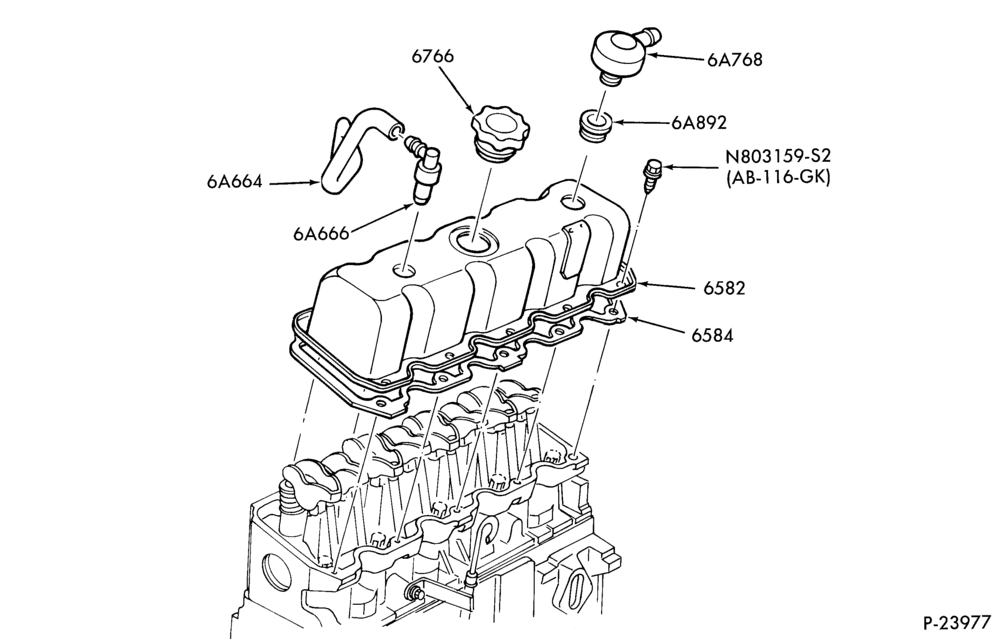Схема 4 CYL. 2.5L (153 C.I.D.) HSC-Rocker arm cover and related parts
