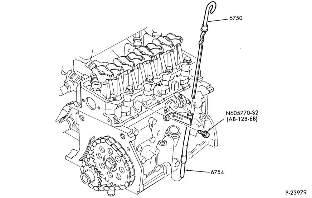 Схема 4 CYL. 2.5L (153 C.I.D.) HSC-Oil level indicator and tube