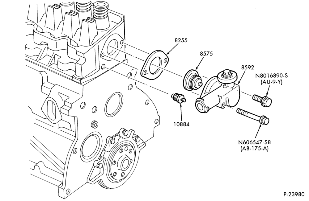 Схема Радиатор, GRILL AND COOLING-THERMOSTAT & RELATED PARTS- 4 cyl. 153 (2.5L) HSC