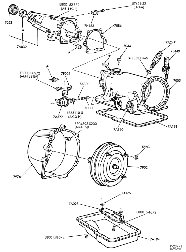 Схема A4LD TYPE - INTERNAL PARTS-A4LD TYPE - case, converter asy., extension housing