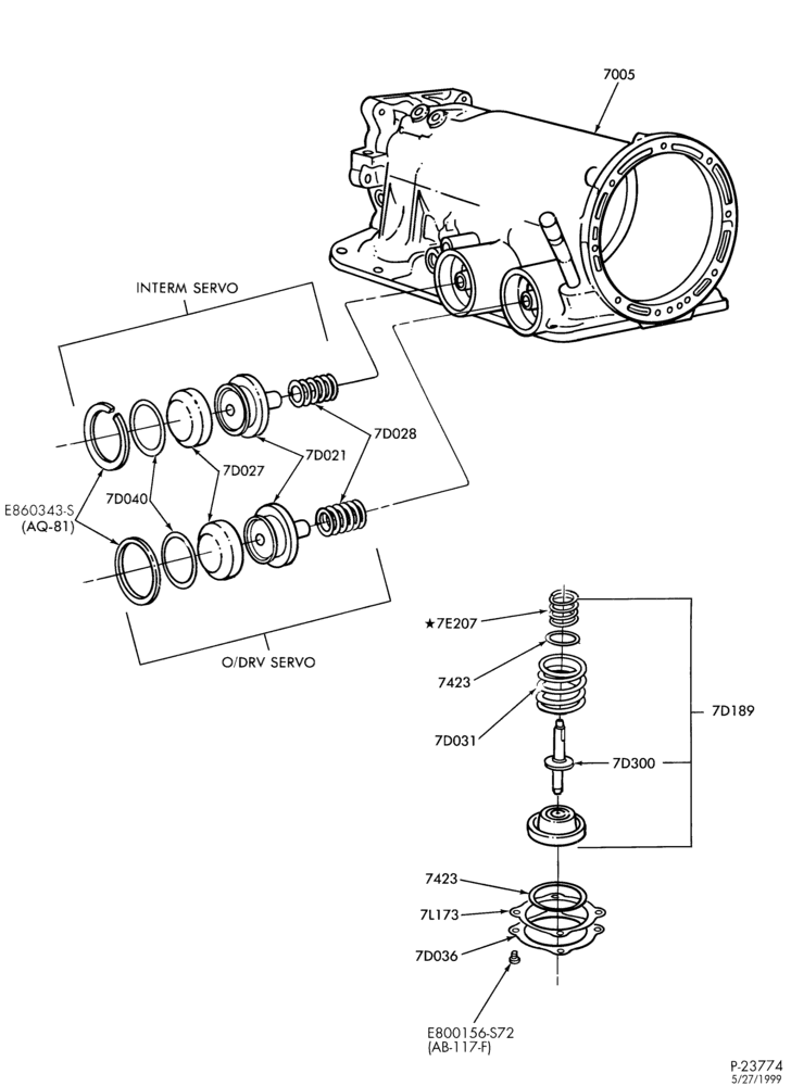 Схема A4LD TYPE - INTERNAL PARTS-A4LD TYPE - intermediate, overdrive & reverse piston, rod & servo
