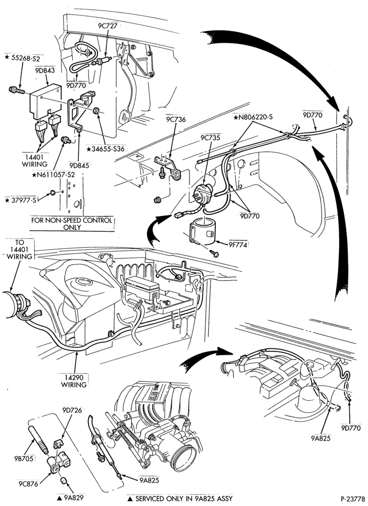 Схема 8 CYL. 5.0L-Speed control and related parts - Production installation - engine compartment