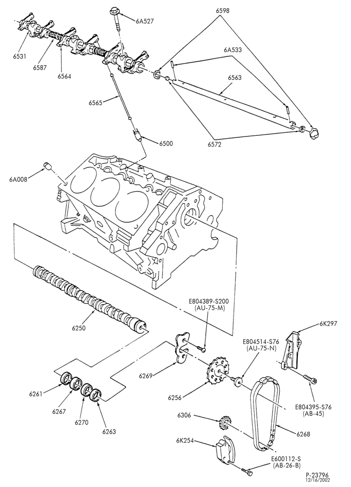 Схема 6 CYL. 4.0L - OHV-Camshaft gear, bearings-R