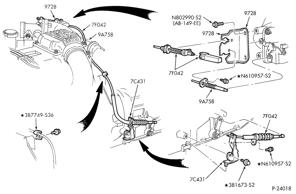 Схема AOD TYPE - EXTERNAL PARTS-AOD TYPE - transmission kickdown shift controls