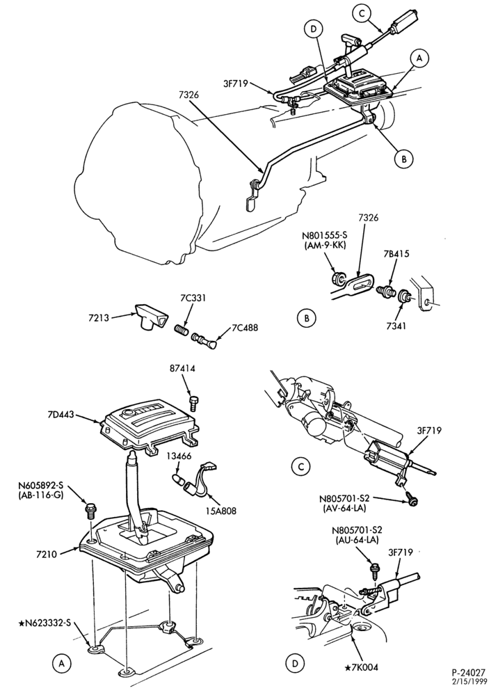 Схема A4LD TYPE - EXTERNAL PARTS-A4LD TYPE - shift mechanism - floor or console