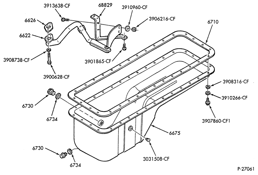 Схема ENGINE-OIL PAN & RELATED PARTS - FD-1460-front sump pickup-B600/700