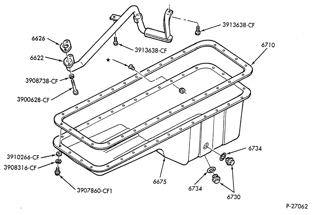 Схема ENGINE-OIL PAN & RELATED PARTS - FD-1460-rear sump pickup-B600/700