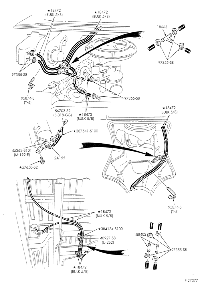 Схема HEATER HOSES & TUBES-8 cyl. - 5.8L - w/o A/C - w/aux. heat - S.W.B.-E