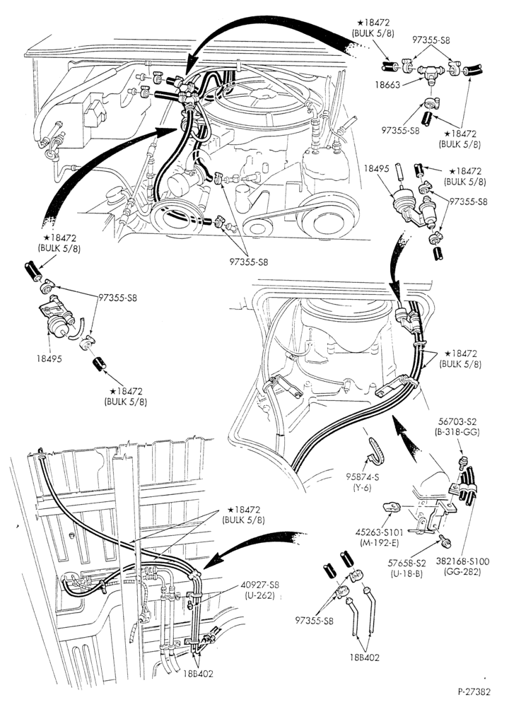 Схема HEATER HOSES & TUBES-8 cyl. - 5.8L - w/aux. A/C - w/aux. heat - L.W.B.-E