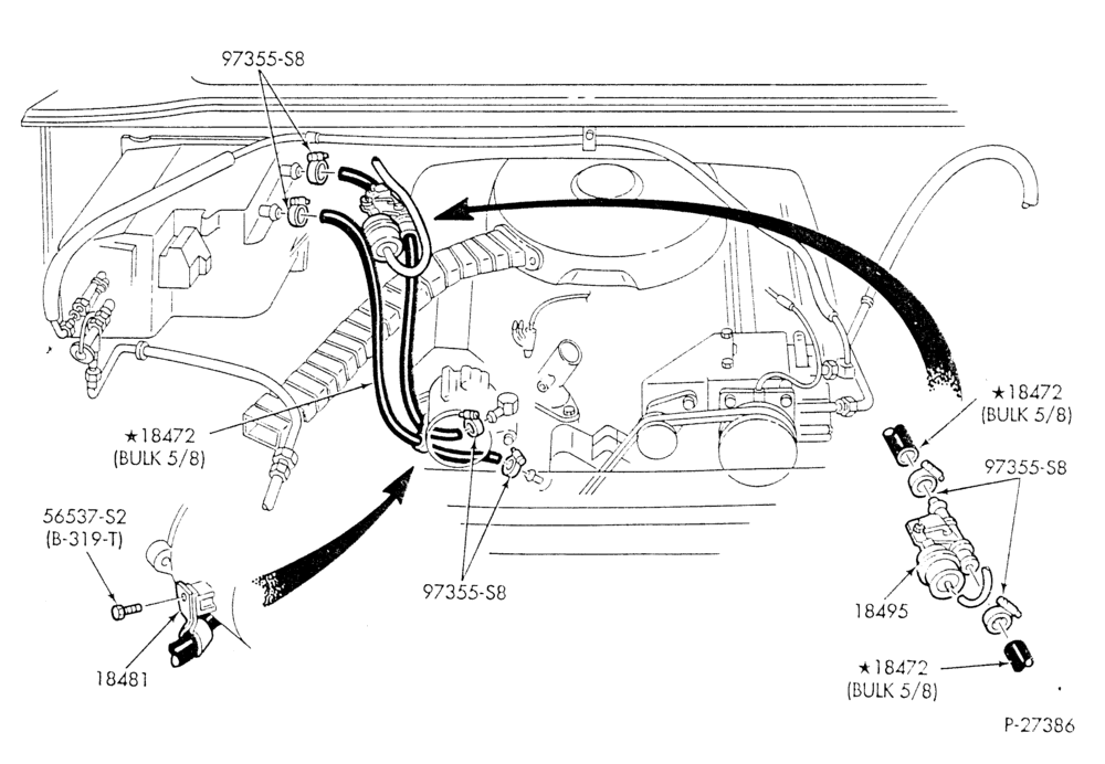 Схема HEATER HOSES & TUBES-8 cyl. - 5.8L & 6.6L - w/A/C - w/o aux. heat-E