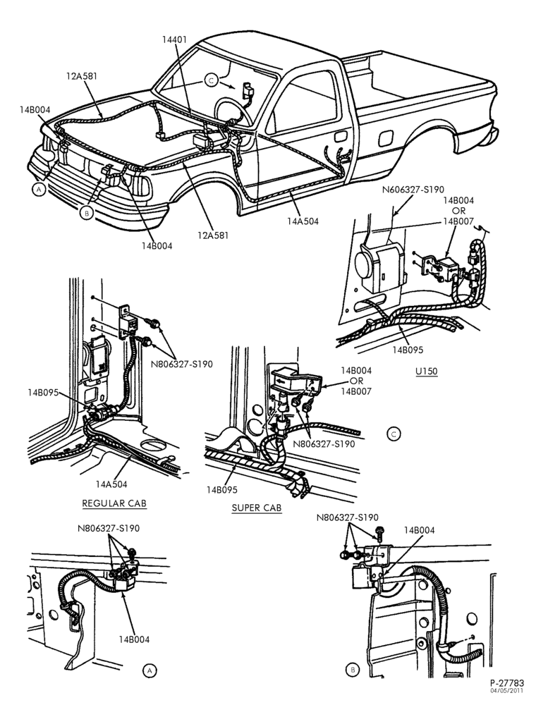 Схема ELECTRICAL SYSTEMS-Air bag module, sensor & wiring - Page A-U150