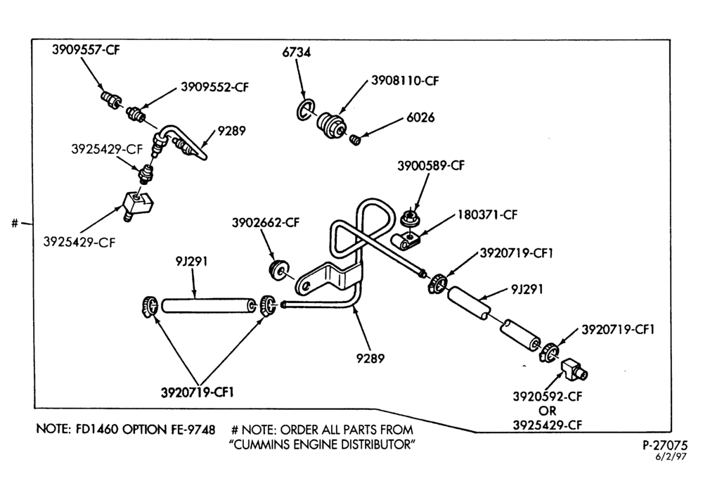 Схема 6 CYL. FD-1060 DIESEL-Air fuel control plumbing - fuel injection - (in-line) pump - Page B