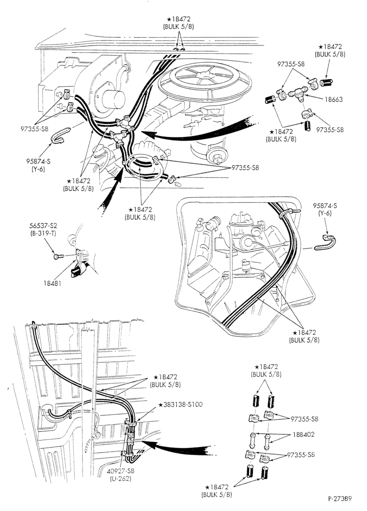 Схема HEATER HOSES & TUBES-8 cyl. - 5.8L & 6.6L - w/o A/C - w/aux. heat - S.W.B.-E